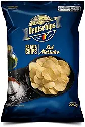 Salgadinho Batata Chips Sal Marinho Deutschips 225G, Deutschips, Batata Frita Lisa Sabor Sal Marinho, Azul, Mergulhe No Puro E Refinado Sabor Do Mar