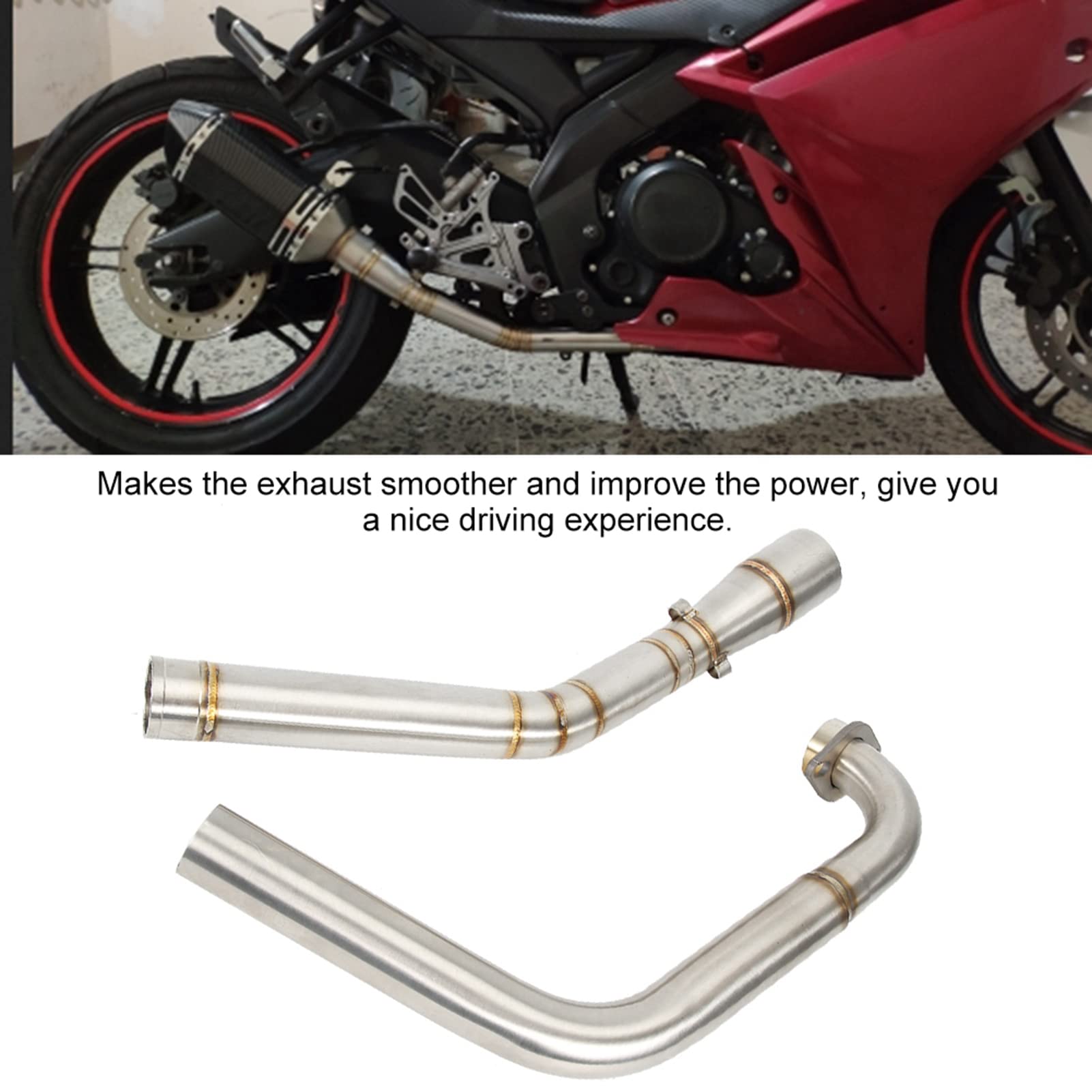 Rura wydechowa motocykla, Yzf R125 wydech, modyfikacja motocykla Dioche Motocykl średnia rura łącząca pasuje do Yzf R15 Mt-15 Mt-125 2008-2017