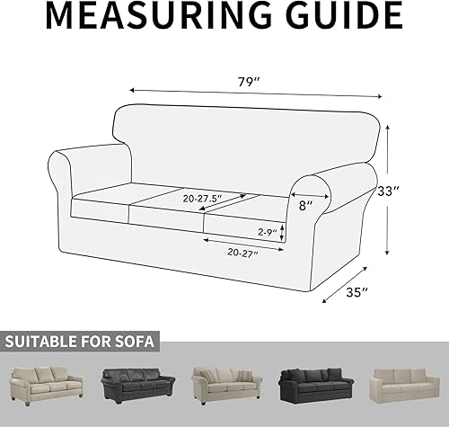 Miniatura 6 de Fundas de sofá gruesas de alta elasticidad, funda suave para sofá de 3 cojines separados, funda de sofá de tela jacquard elástica para sofá,