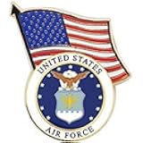 EagleEmblems United States Air Force Logo Emblem and American Flag Lapel / Hat Pin