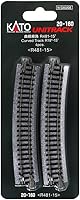 Vista 4 de Kato USA Model Train Products Unitrack, 481mm (19") Radius 15-Degree Curve Track (4-Piece)