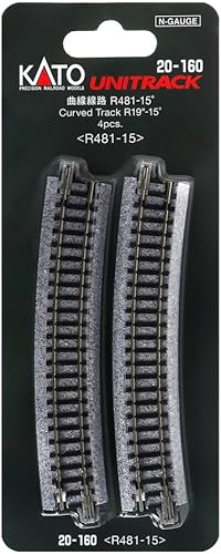 Miniatura 4 de Kato USA Model Train Products Unitrack, 481mm (19") Radius 15-Degree Curve Track (4 piezas)