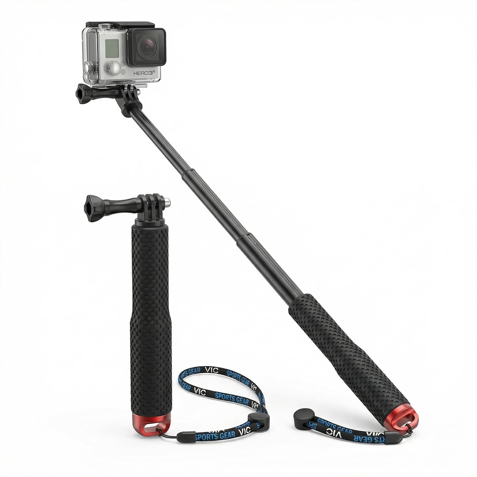 Perche Etanche pour GoPro et Action Cam, télescopique 49 cm, Format Compact 18 cm, Perche à Selfie Etanche sous Marine, Compatible DJI Osmo Action, Insta360 Ace Pro