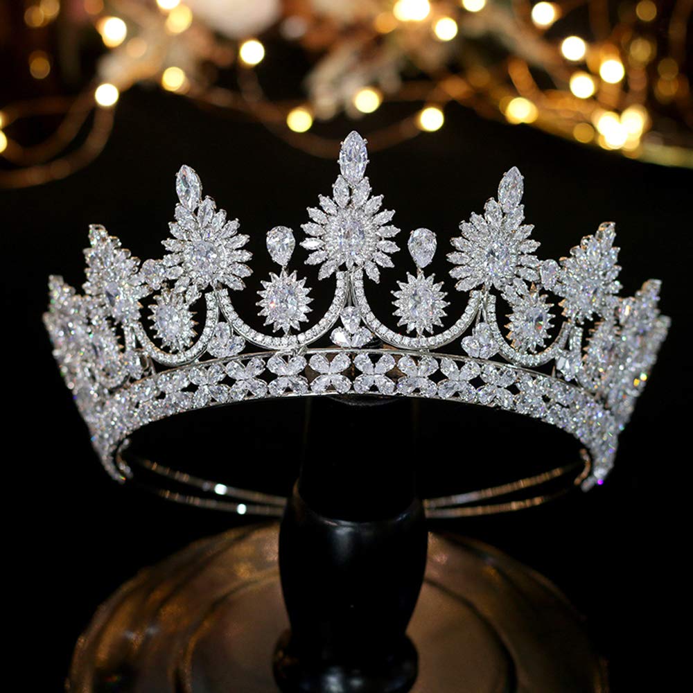 Jorsnovs Cubic Zirconia Silver Wedding Bridal Tiaras and Crowns CZ Pageant Headpieces Birthday Party Prom Hair Accessories