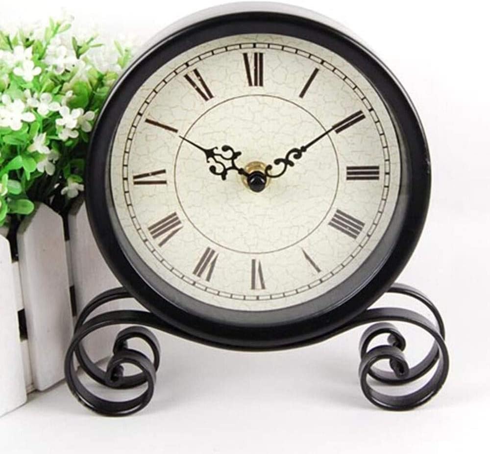 Wall Clock Retro Round Small Clock Creative Clock Black Classic Decoration 18.5 * 15cm
