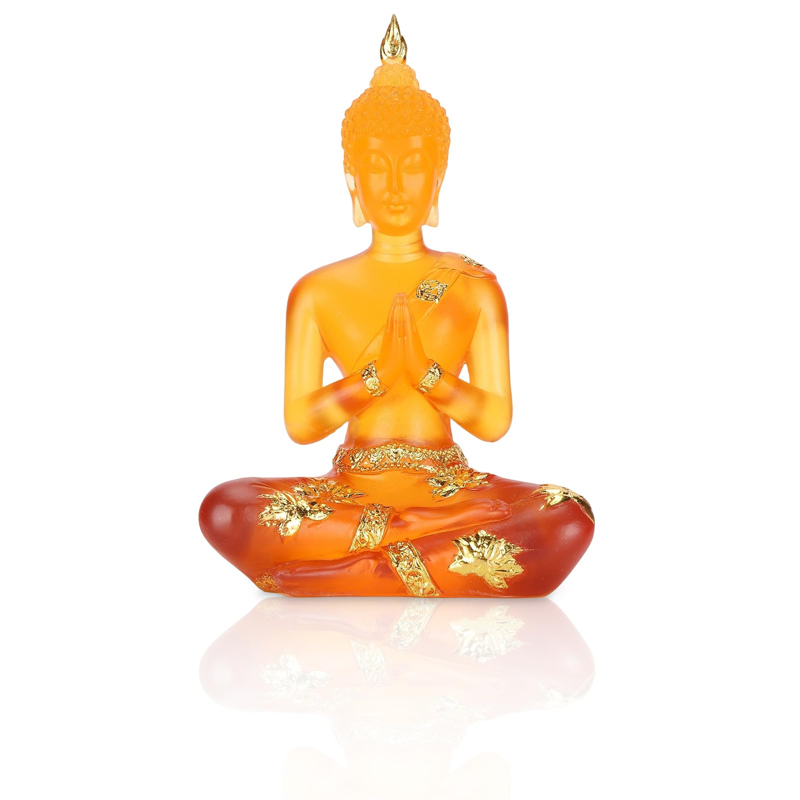 Tomotato Buddha Statue, Elegant Hand-Carved Transparent Resin Meditation Sculpture with Intricate Details for Home Office Tabletop Yard Decoration