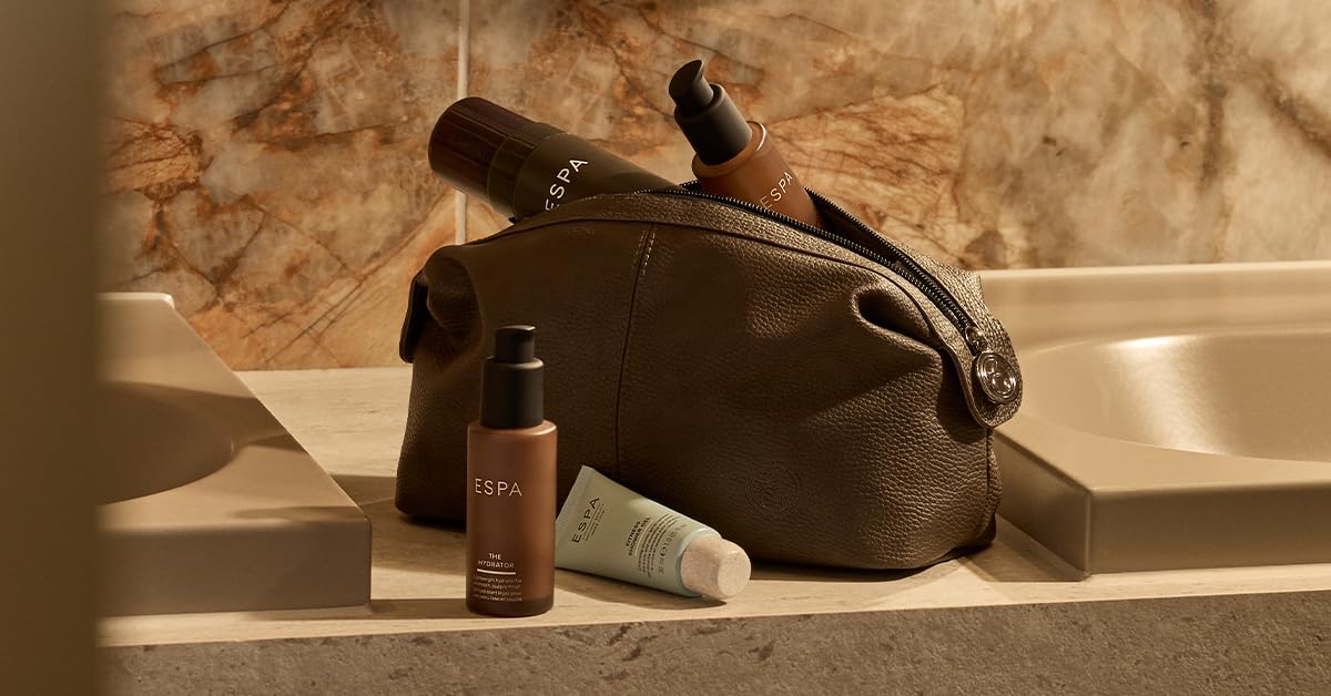 ESPA Men's Grooming Collection | 4-Piece Skincare Gift Set for Him with Invigorating Face Wash, Postshave Rescue, Moisturiser & Fitness Shower Gel | Revitalising Self Care Kit