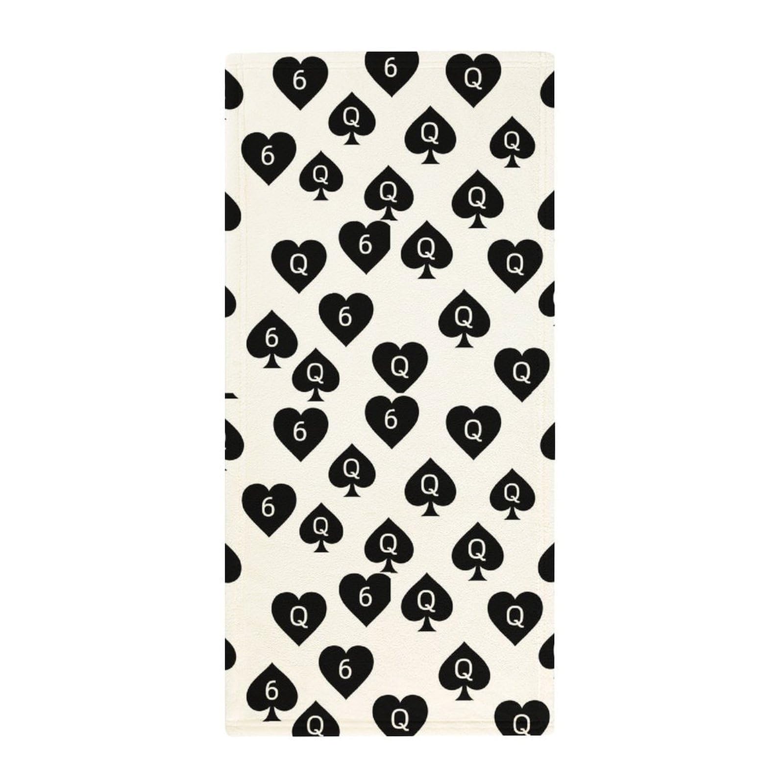 Anceky Luxury Guest Face Towels, Golden Queen of Spades Printed Soft Absorbent Hand Towels for Hotels, Bathrooms & Spa Decoration