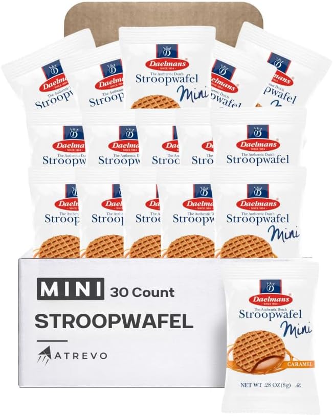 Stroopwafel Caramel Mini 30 Count, Individually Wrapped Dutch Waffle Cookies, Holiday Office Snacks, Coworker Gift Ideas, Secret Santa Gift, Office Christmas Treats, European Style Waffles
