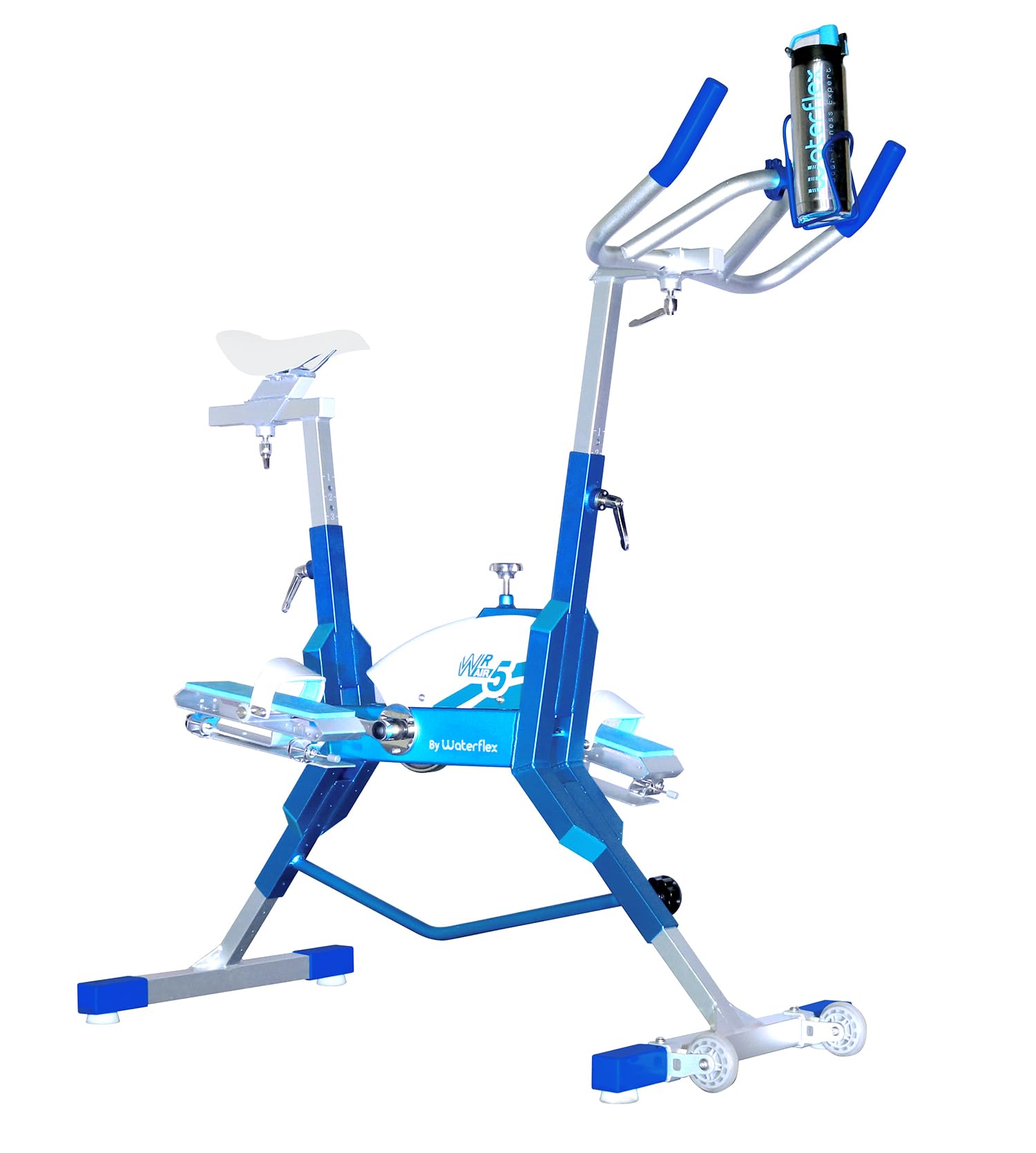 Aquabike Aluminium WR5 WX-WR5A - Vélo Piscine Spinning - Résistance Hydraulique - Réglages Mécaniques - Utilisation Pieds Nus - Prof. 1,1-1,6m - WX Water Flex Water Fitness Expert