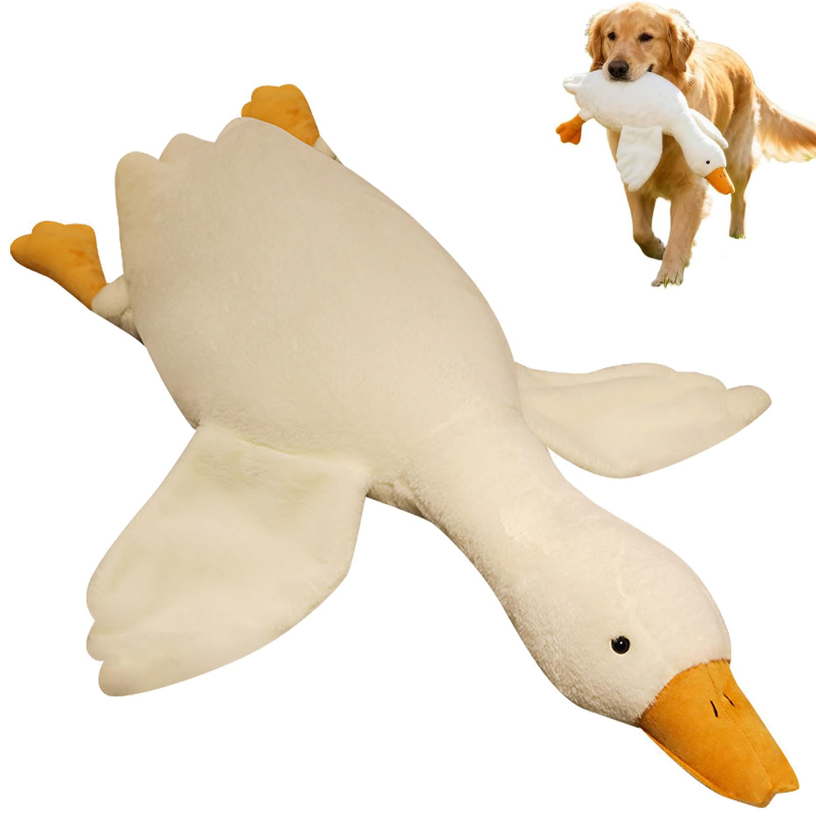 White Duck Dog Toy – Large Plush Goose Chew Toy for Dogs, Durable & Washable Stuffed Duck, Interactive Play & Snuggle Buddy (51in)