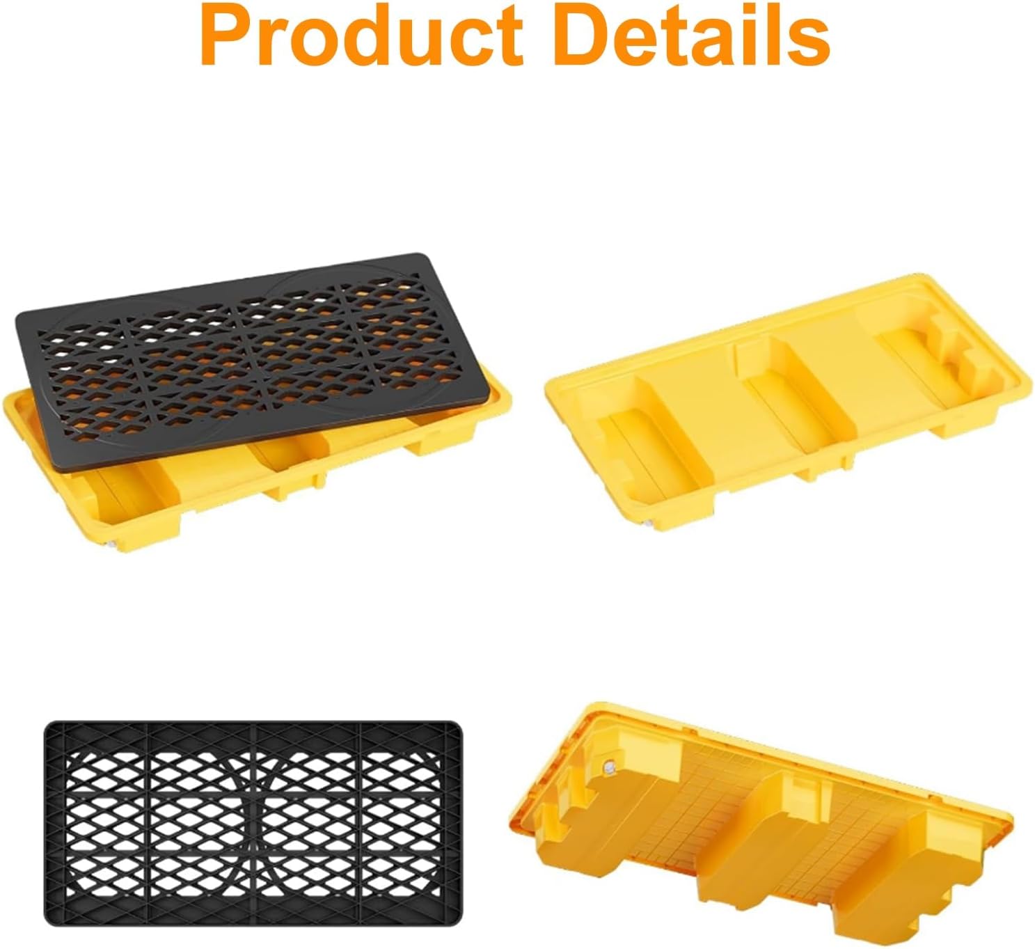 Factories Oil Drums Spill Containment Pallet, Modular Leak-Proof Platform with Grating, Stackable Polyethylene Tray, Large Capacity Sump