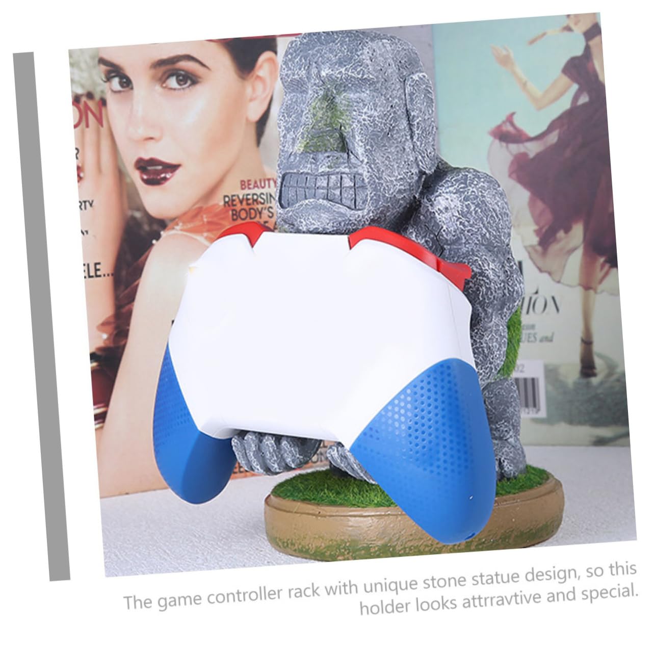 HOMSFOU Supporto Per Controller Di Gioco in Resina Moai, Supporto Espositivo Desktop Stabile, Decorazione Creativa Per Appassionati Di Gaming Maschili