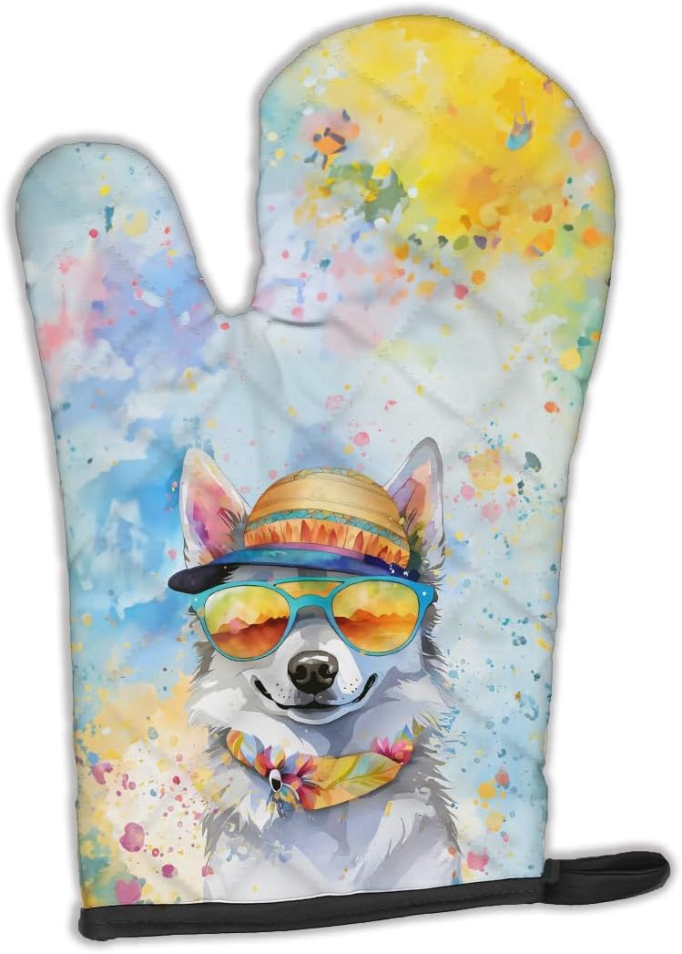 Caroline's Treasures DAC2451OVMT Alaskan Klee Kai Hippie Dawg Oven Mitt Heat Resistant Thick Oven Mitt for Hot Pans and Oven, Kitchen Mitt Protect Hands, Cooking Baking Glove