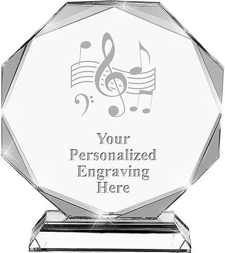 Premio musical de 7 34 pulgadas, trofeo de cristal musical grabado personalizado, trofeo de presentación de música, grabado incluido Prime