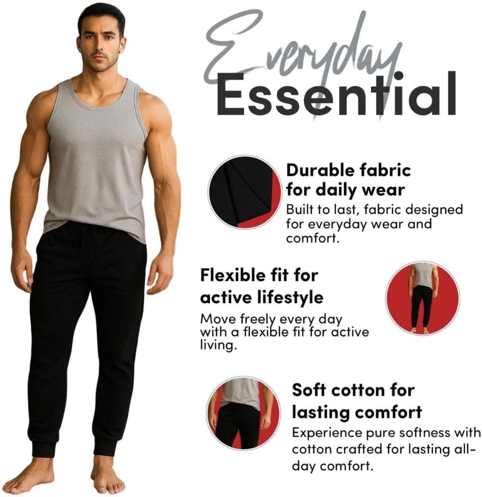 BenBen Men's Sweatpants 3-Pack – Soft Athletic Jogger Pants for Workout & Lounge