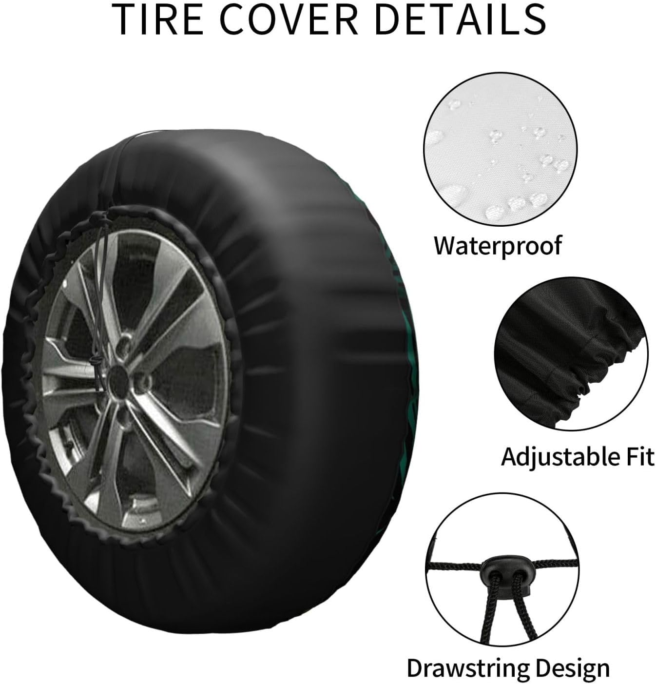 17 Inch Tire Cover Weatherproof Dustproof Spare Tire Covers Sun Protection image 3