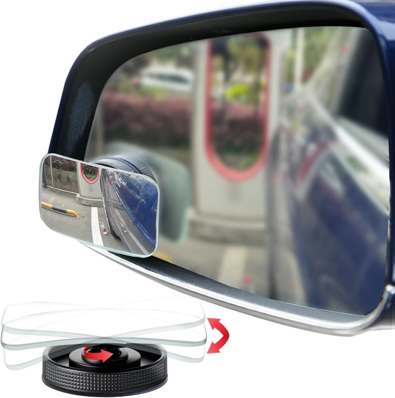 Ampper Suction Cup Blind Spot Mirror, HD Glass Frameless Removable Convex Wide Angle Rear View Mirror (Rectangular, Pack of 2)