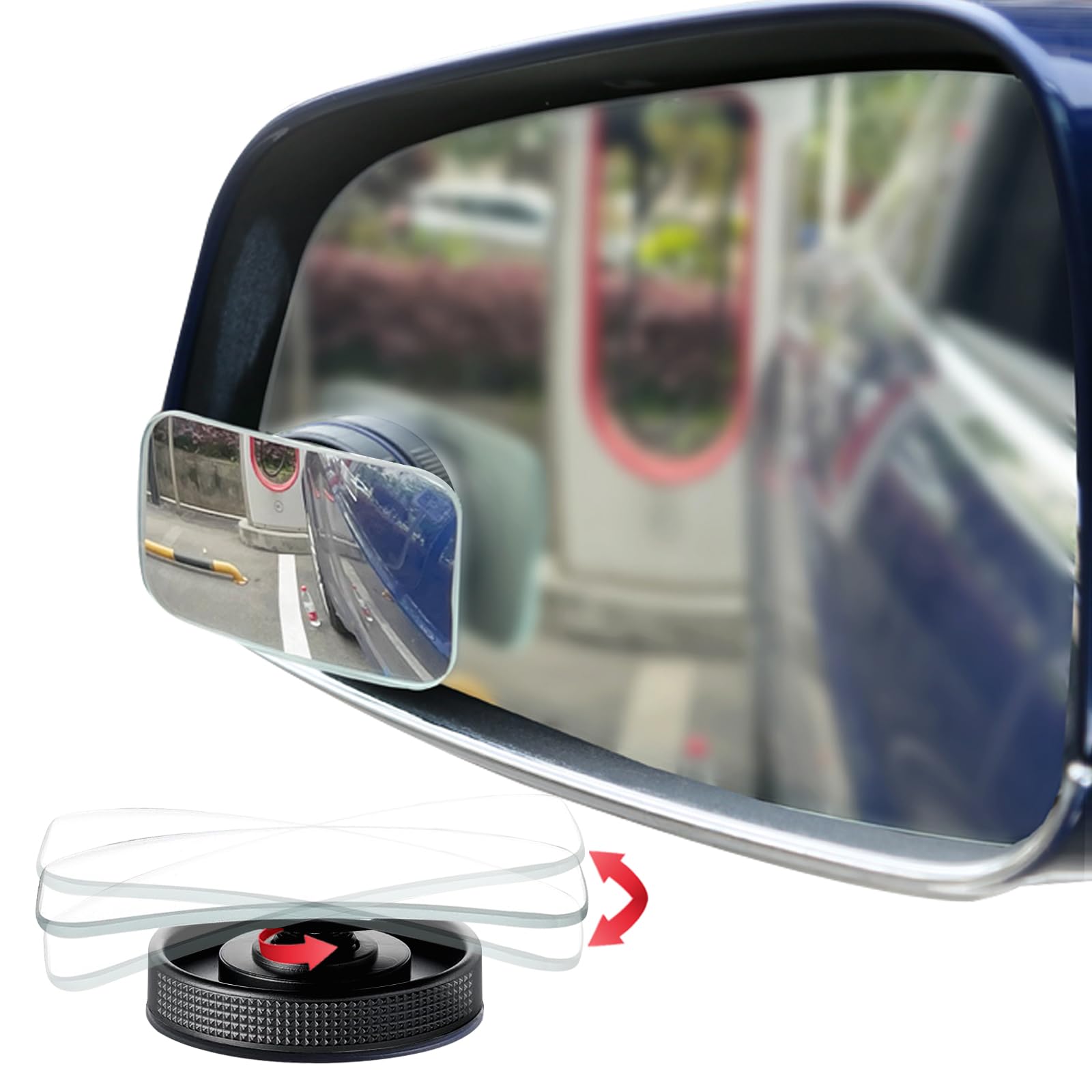 Suction Cup Blind Spot Mirror, Ampper HD Glass Frameless Removable Convex Wide Angle Rear View Mirror (Rectangular, Pack of 2)