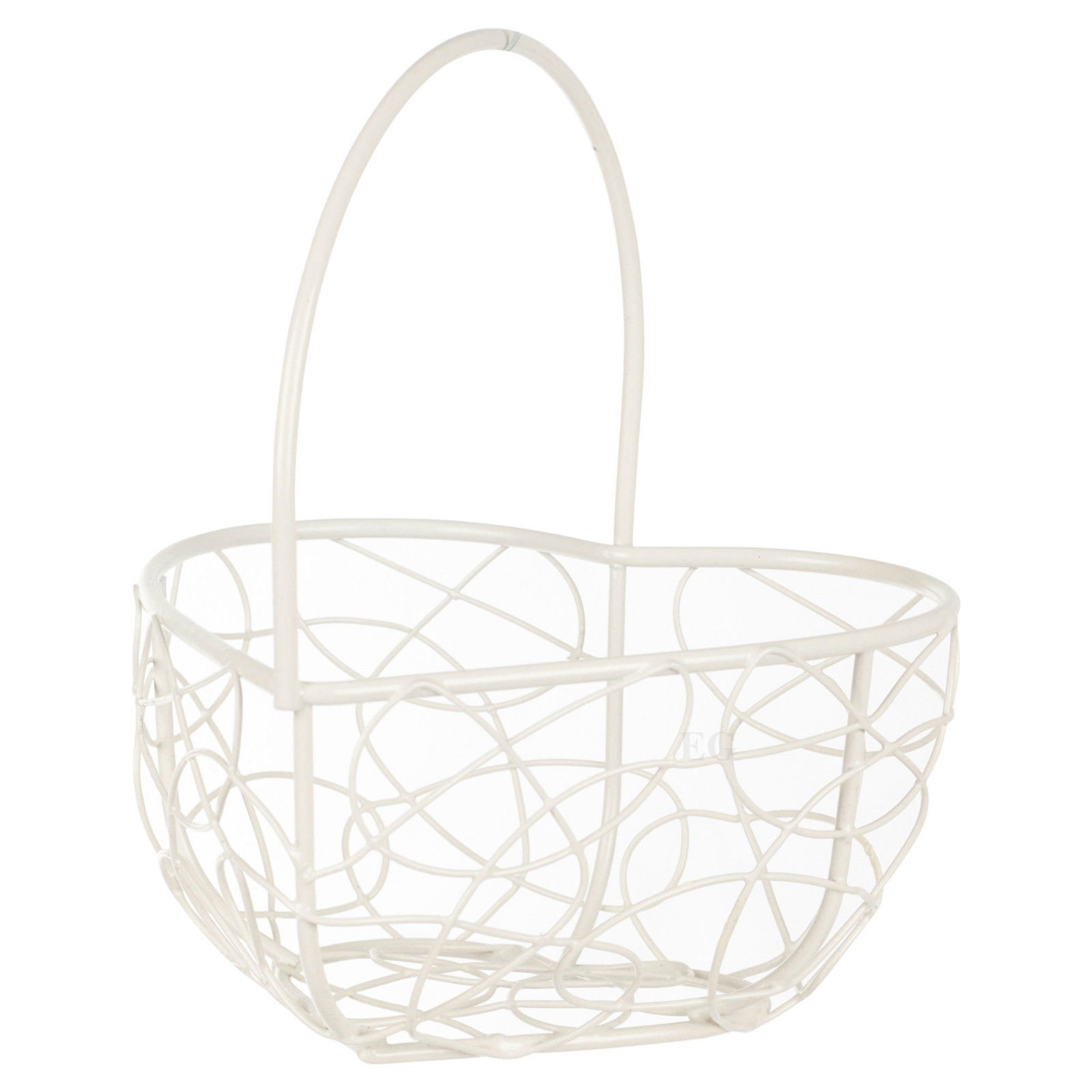 URBNLIVING Heart Ivory Wire Mesh Basket