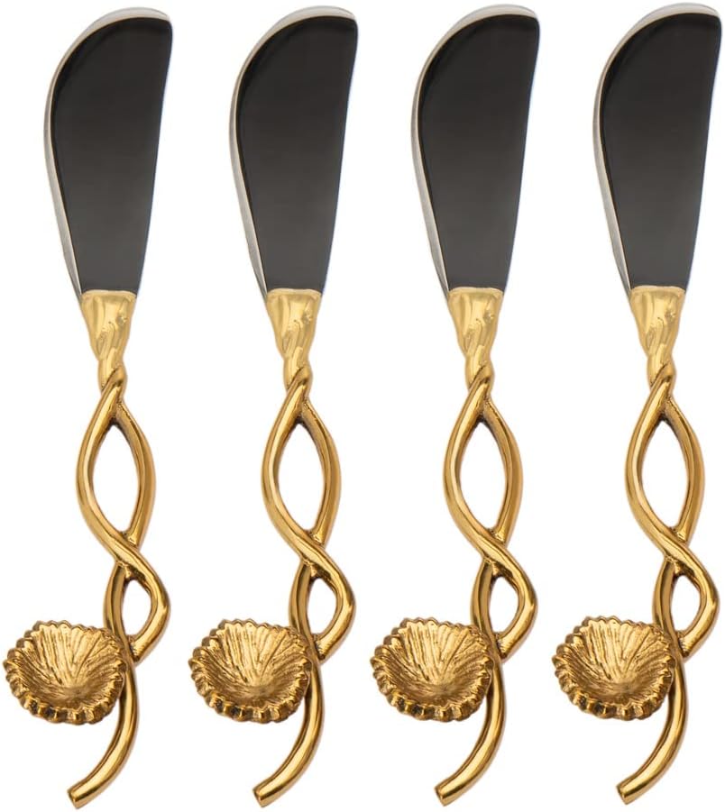 Godinger Butter Spreader, Cheese Spreader with Gold Handle Set of 4, Mayfair Collection