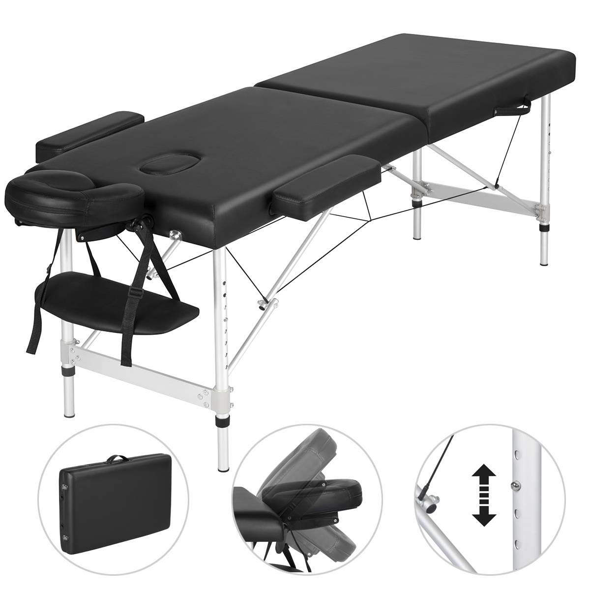 Yaheetech Portable Massage Table Foldable Spa Bed Tattoo Bed 2 Sections