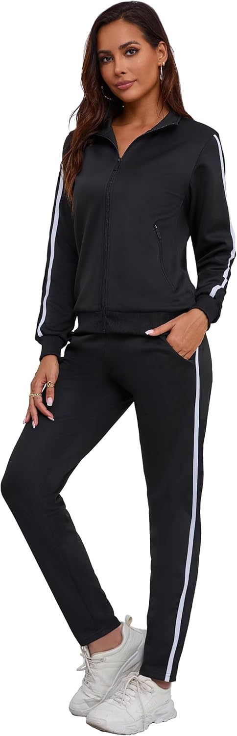Women's 2 Piece Tracksuit Long Sleeve Track Suits Full Zip Lounge Set Sweatsuits Outfits