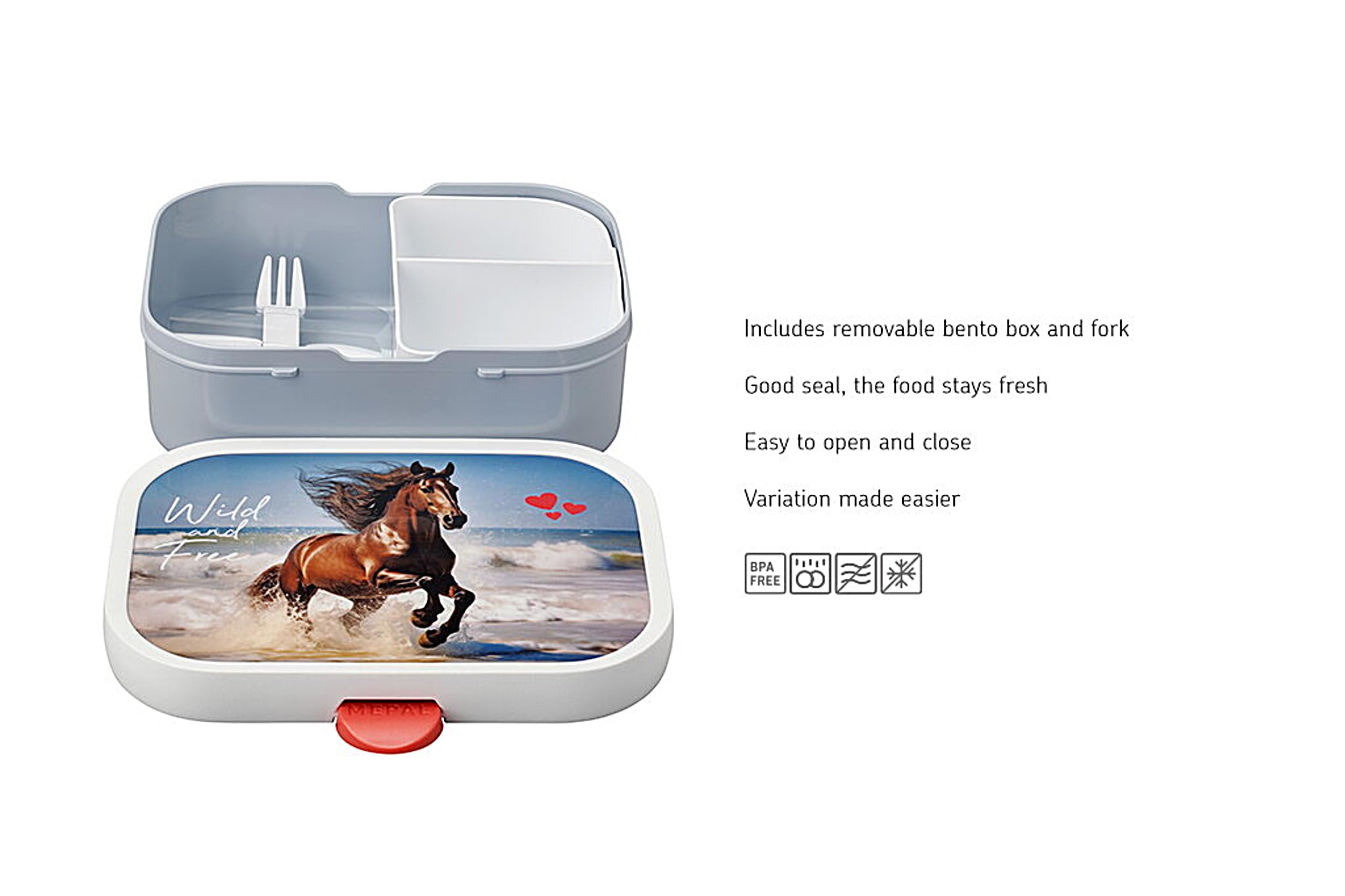 Mepal, Lunch Box Campus, Bento Box for Children, Lunch Box with Bento Compartment & Fork, with Clip Closure - Image 2