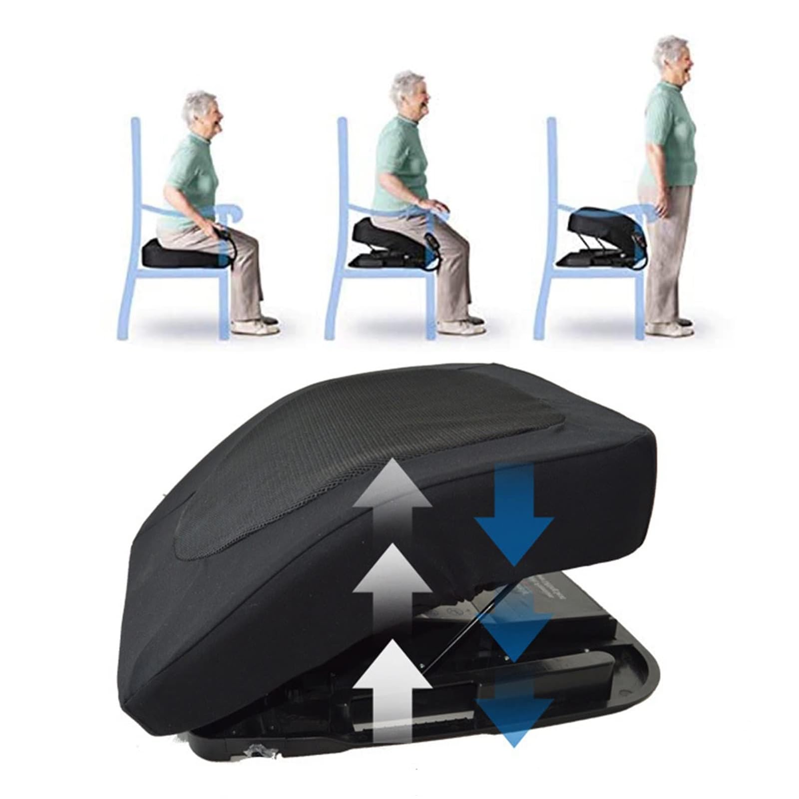 Coussin Releveur Coussin d'assistance de siège électrique relevable, Chaise Auto-élévatrice Portable en Mousse à mémoire de Forme avec poignées de Transport intégrées, supportant 90 à 160 kg