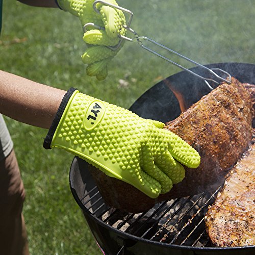 Ayl Grilling Gloves, Heat Resistant Gloves Bbq Kitchen Silicone Oven Gloves, Safe Handling Of Hot Food, Pots And Pans For Barbecue, Cooking, Baking - Internal Protective Cotton Layer #TOP2