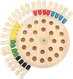 Chess Game Wooden Memory Match Stick Chess Set Color Cognitive Ability Games, Parent Child Interaction Toy for Early Education, Intelligence Development, Logic Training(Basic Model)