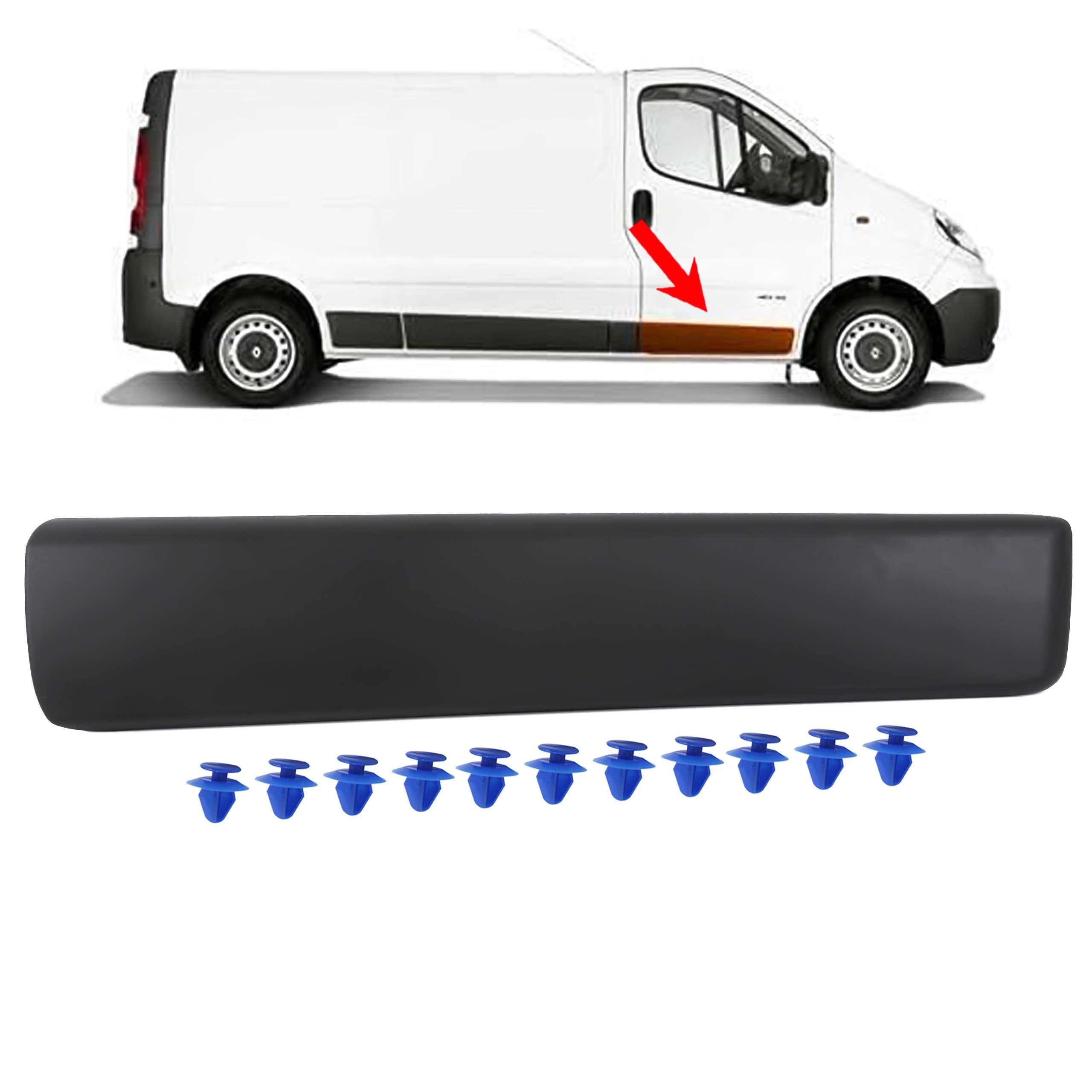 INLY Embellecedor de protección de la Puerta Delantera Derecha Embellecedor de protección contra Impactos Negro Compatible con Trafic Vivaro Primastar 8200036086 91165345 (2001-2013)