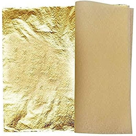 KABEER ART Gold Foil Imitation Sheets for Art Crafts Decoration Gilding Crafting Frames 25 Sheets