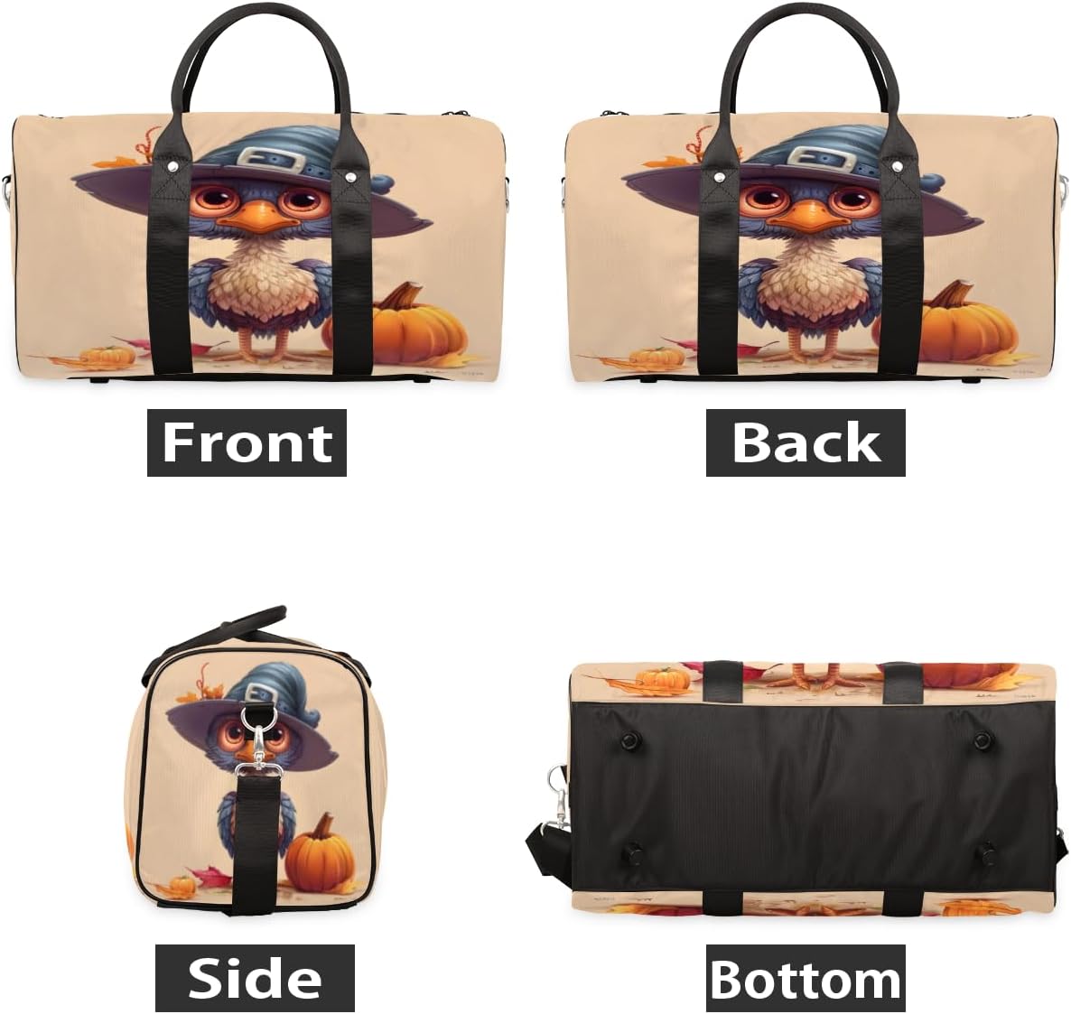 Cartoon Turkey Pumpkin Travel Duffel Bag for Women Men Large Capacity Overnight Weekender Bags for Lightweight Waterproof Sport Gym Bag for Workout Yoga Swim