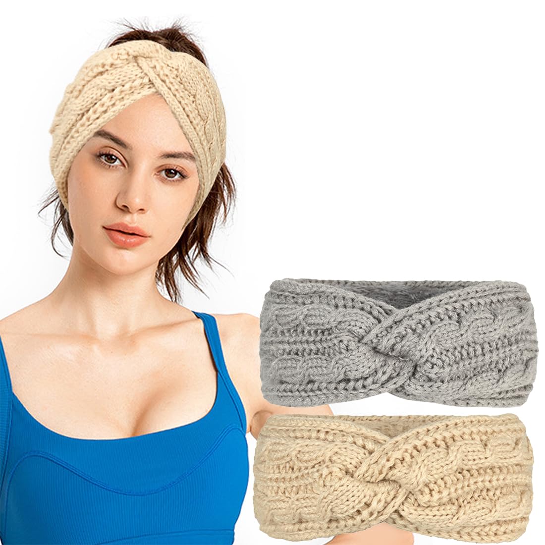1 Pieza Set De Diadema De Invierno Para Mujer, De Punto Suave