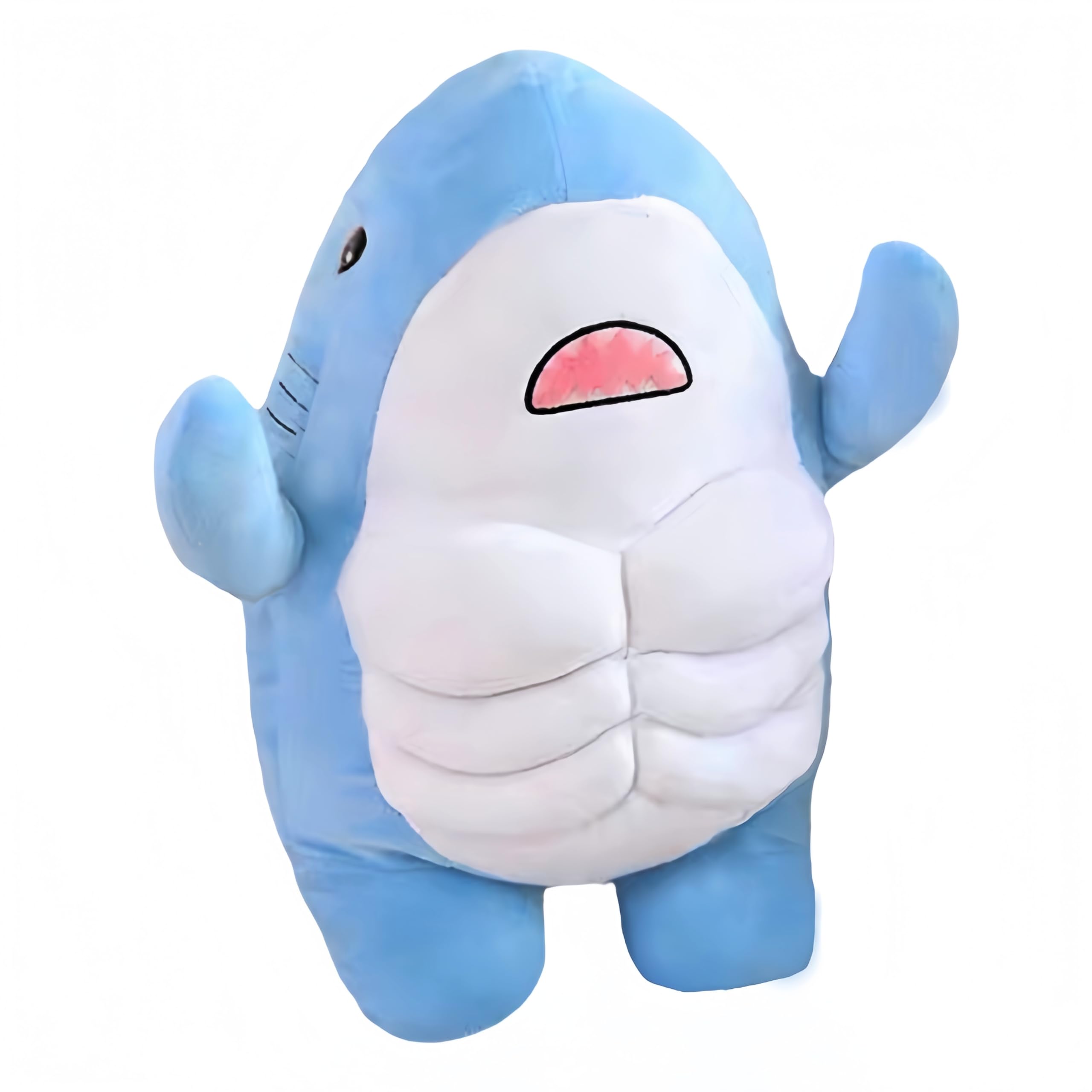 NCAIUNAE Muscle Shark Stuffed Animal - Cute 3D Muscle Shark Pillow Plush Toy，Gifts for Kids - 13.8inches（Blue）