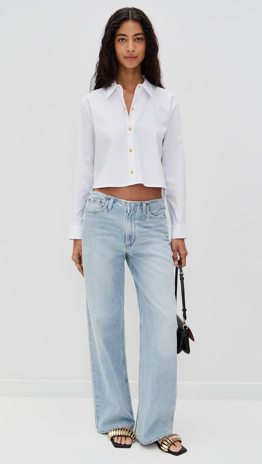 L'AGENCE Women's Cosette Crop High Low Shirt - Image 5