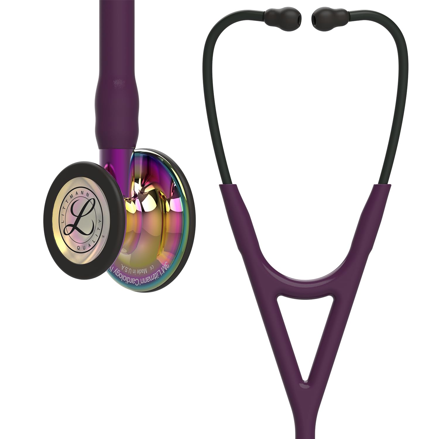 – 3M Littmann Cardiology IV Diagnostic Stethoscope, High Polish Rainbow Finish Chestpiece, Plum Tube, Violet Stem and Black Headset, 27 inch, 6239