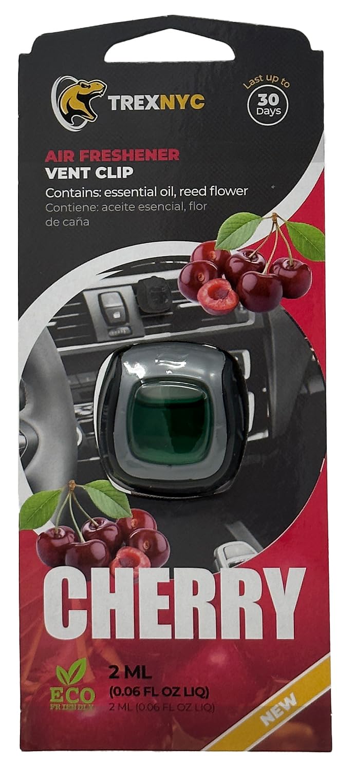 Car Air Fresheners Vent Clips, Essential Car Odor Eliminator, Perfect Scented Car Accessories, For Long Lasting Fragrance up to 30 days, 0.07 FL.OZ (Cherry, 1 Pack)