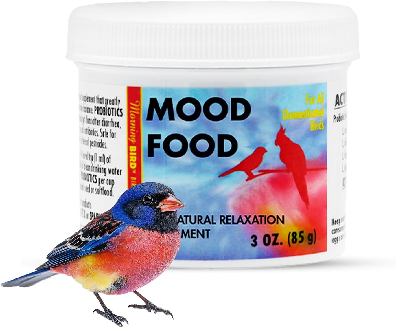 Morning Bird Mood Food (Avian Calming Formula), Non-Sedating Anxiety & Stress Relief Powder for Nervous Birds or Unwanted Behaviors, 3 oz