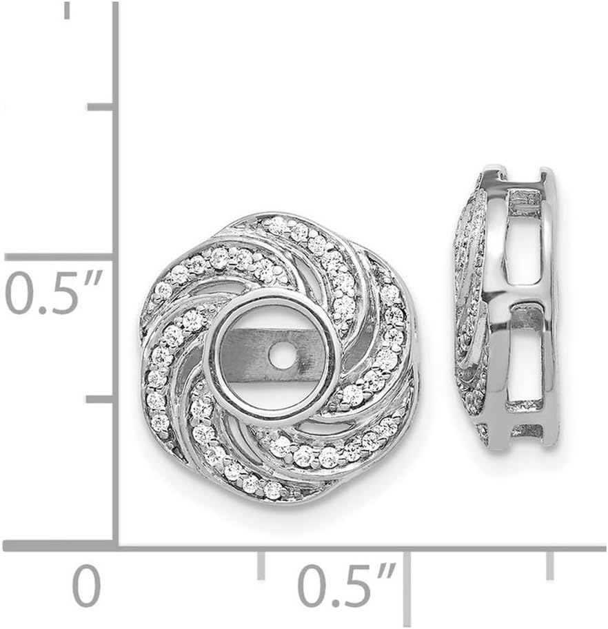 14k White Gold Diamond Jacket Earrings 14x14mm Wide Earring Jacket for Women