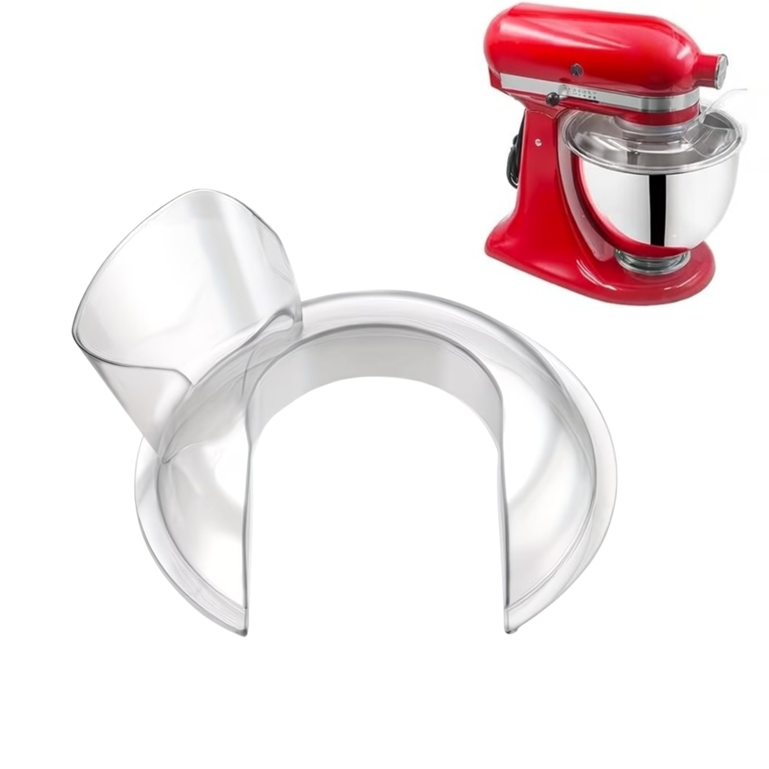 RJP Pouring Shield Compatible with KitchenAid Stand Mixers | Splash Guard for 4.5–5 Quart / 4.3–4.8L Bowls | Dishwasher Safe Mixer Shield with Ingredient Chute & Cleaning Brush | Replacement Mixer Acc