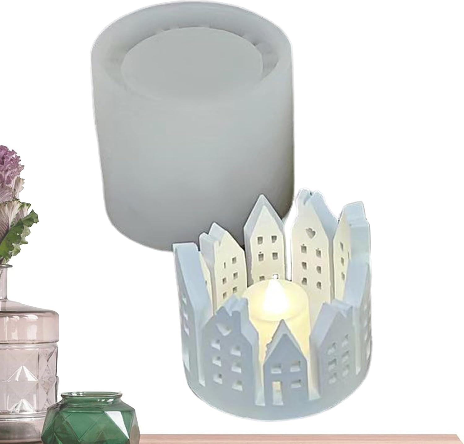 セメント用キャンドルホルダー型、リングハウスキャンドルホルダーエポキシ鋳造型、エポキシ樹脂セメント石膏注ぐ型ホームデコレーションクラ