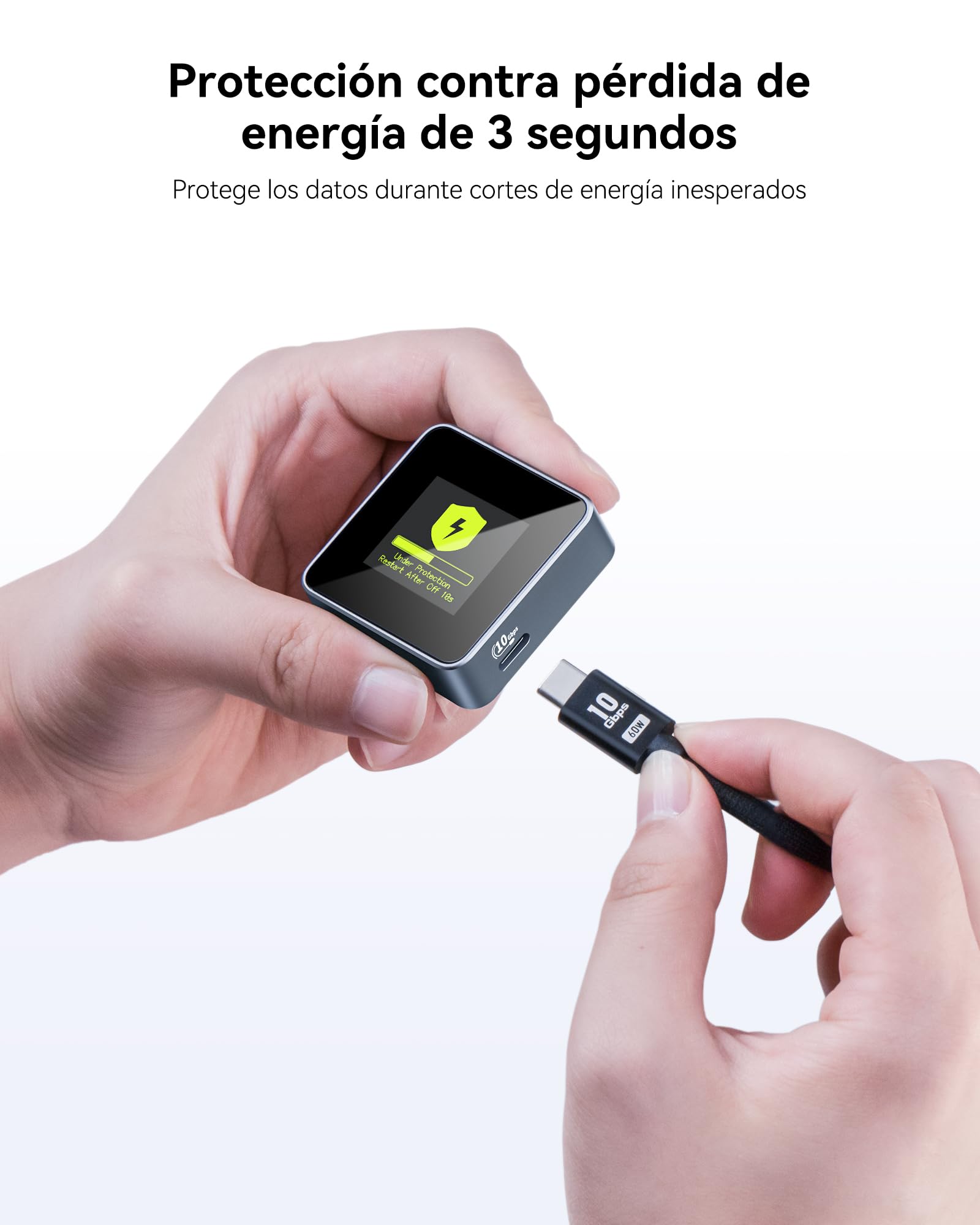 DOCKCASE Pocket M.2 NVMe Smart Carcasa SSD - Detección de Vida Útil del Disco de la Carcasa Disco Duro, 3s Power Loss Protection, USB-C 3.2 (10 Gbps) para 2230 M.2 NVMe/PCle SSD, hasta 2TB, Gris