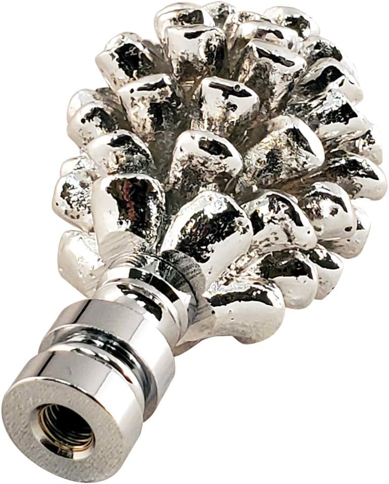 Royal Designs Pine Cone Design Lamp Finial (Chrome, Set of 2)