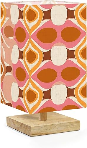 Miniatura 1 de Lámpara de mesita de noche de los años 70, patrón retro sin costuras, estilo estético, regulable, minimalista, lámpara de mesita de noche, base de