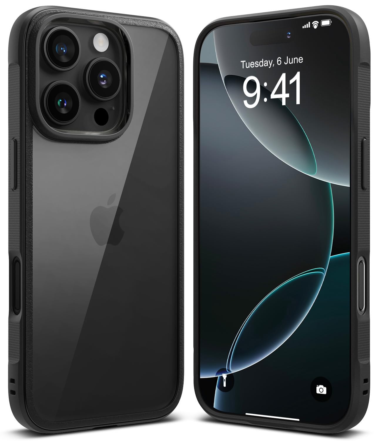 Ringke Fusion Bold for iPhone 16 Pro Max Case, Textured Sides for Grip, Anti-Yellowing Technology, Clear Back to Show Phone Color - Black