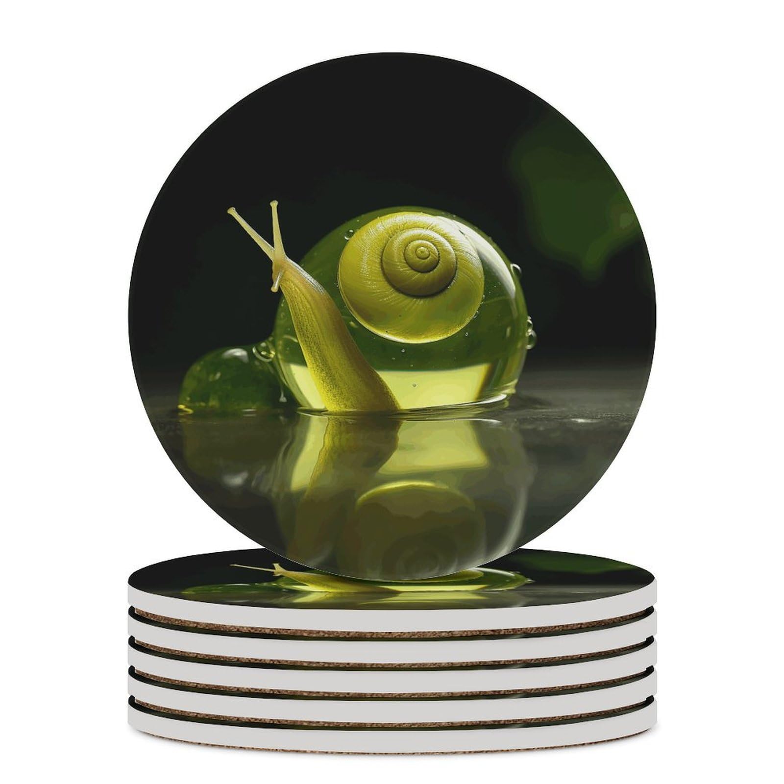 Dessous de verre céramique absorbant rond et support de gobelet décoratif en liège