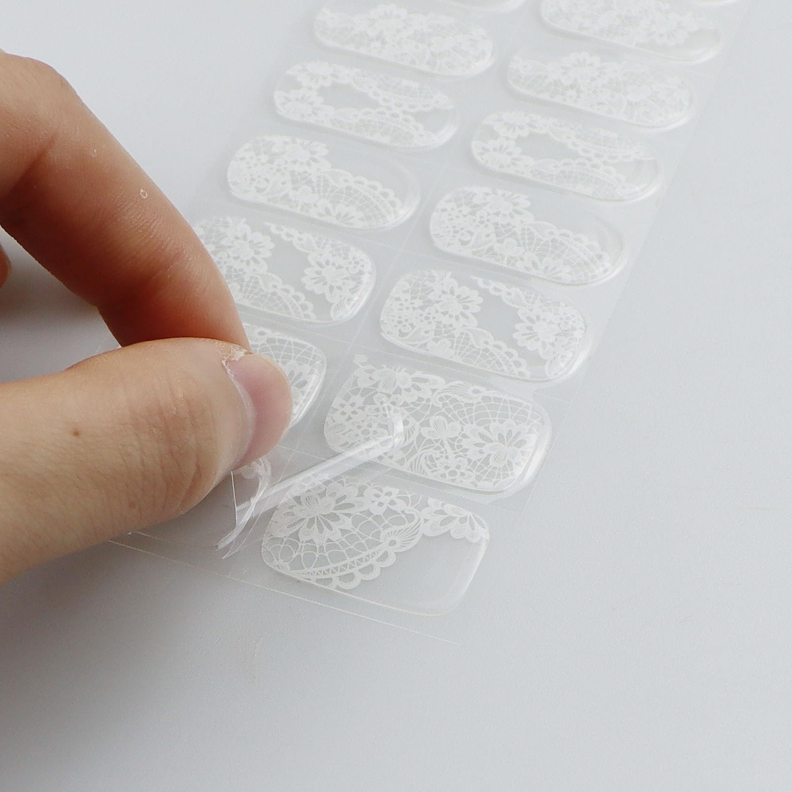 JMEOWIO Fleur Blanche Stickers Ongles Gel Nail Stickers Semi-durci Autocollant Ongle Gel Uv Deco Ongle Nail Art Design Manucure