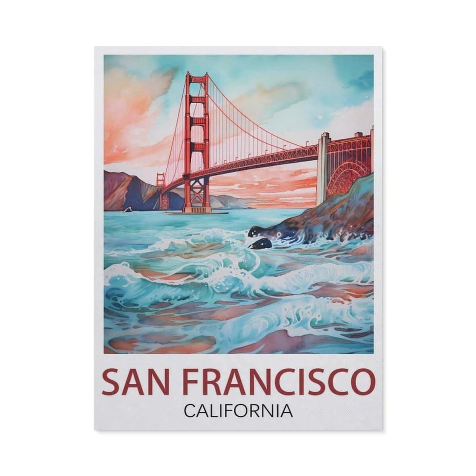 Funny Bathroom Wall Decor Signs，San Francisco California(15x30cm）